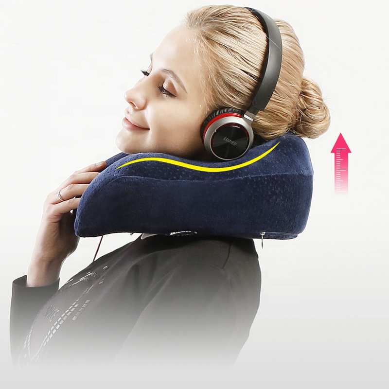 Bravo U-Shape Adjustable Neck Support Travel Pillow  with Eye Mask